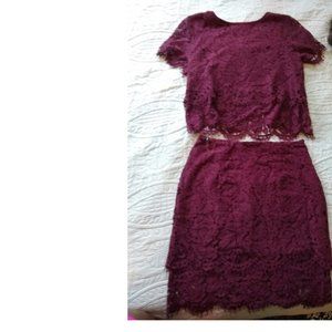 Reposh!NWT Lulu’s wine lace set skirt and top sz S